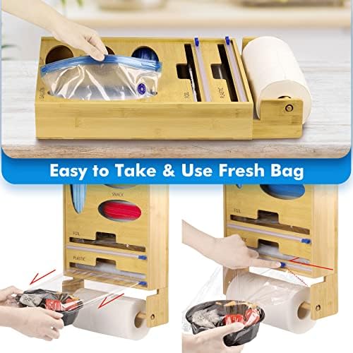 Organizador de armazenamento de saco de ziplock para cozinha, dispensador de bolsa de armazenamento de alimentos de