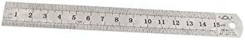 X-dree 15cm 6 Métrica de medição de tom de tom duplo de 6 METICA METICA MEDELAÇÃO Régua reta (15cm 6 '' Herramienta de Medición Mética Metálica de Tono Plateado Doble, Regla Recta