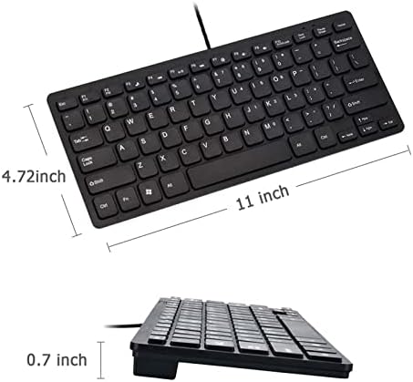FXDM USB MINI teclado, teclado ergonômico slim teclado pequeno compacto com fio simples de negócios para laptop e computador,
