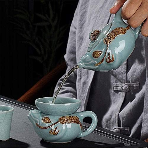 LIANXIAO - Conjuntos de chá com chá de chá retrô de bule com chá de chá de cerâmica de cerâmica conjunta de chá de grande capacidade