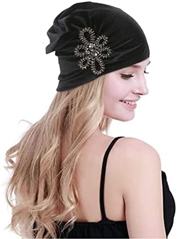 Xiaobless Velvet Turvet Turban Hats for Women Twist Acessórios de flores Caps Caps de coloração sólida