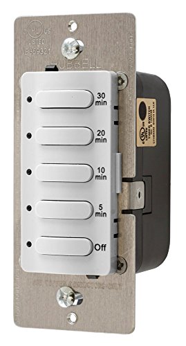 Sistemas de fiação Hubbell Dt5030w interruptores de temporizador, pólo único, 8,3 amp, 120 vac/277 Vac, 30 minutos de tempo de atraso, branco