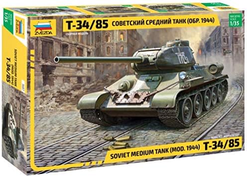 ZVEZDA 3687 - Tanque médio soviético T -34/85 - Escala de kit de modelo plástico 1/36 Lenght 23,9 cm/9,5 236 Detalhes, sem