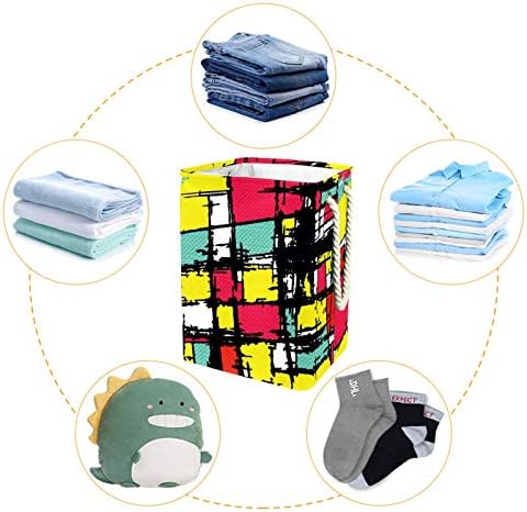 Mapolo Laundry Turme abstrato doodle arte pintando cesta de armazenamento de lavanderia dobrável com alças suportes destacáveis ​​bem
