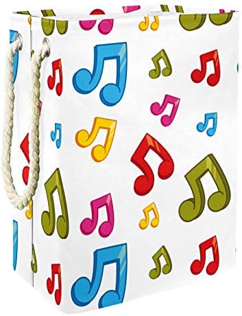 Deyya Cestas de lavanderia impermeabilizadas altas altas e coloridas notas de música colorida tema cesto para crianças adultas meninos