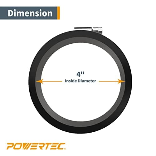 Powertec 70149-p2 Controle de poeira manguito flexível com grampos de aço, 4 polegadas, 2pk
