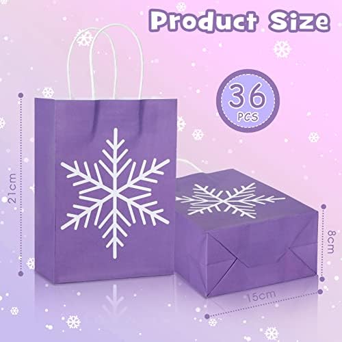 Jeyiour Snowflake Party Favors Bags Double impresso de inverno Papel congelado Bolsas de guloseimas de guloseimas de natal Bolsa de embrulho de papel País das maravilhas para crianças