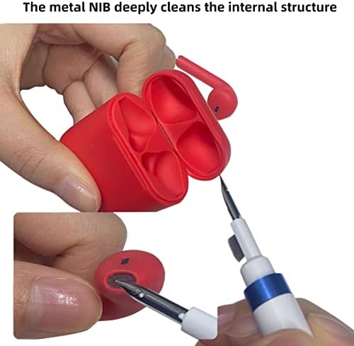 Kit de limpeza de airpods e fones de ouvido 4 -em -1 - pincel macio, esponja de flocagem, ponta de caneta de metal - compatível