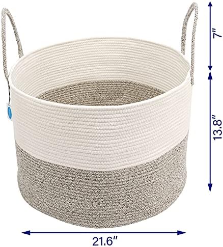 Casaphoria xxxxlarge cesta de corda de algodão para sala de estar - cesto de armazenamento de tecidos com alça longa
