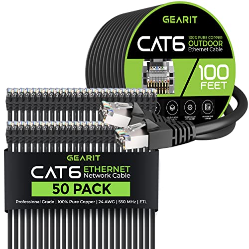 Gearit 50pack 3ft Cat6 Ethernet Cable & 100ft CAT6 CABO