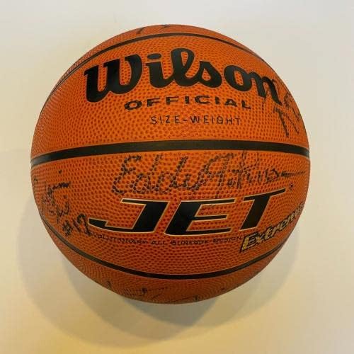 1997-98 Houston Rockets Team assinou o basquete Olajuwon Charles Barkley JSA - Basquete autografado