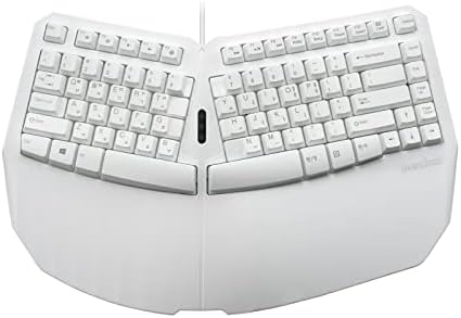 Perixx Periboard -413W KR, teclado de divisão compacto ergonômico USB com fio - 15,75x10.83x2.17 polegadas TKL Design - White