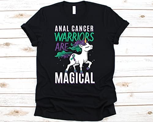 Os guerreiros do câncer anal são camisas mágicas de camiseta de cancerígena de cancerígenas de unicórnio fofo para homens e mulheres adenocarcinoma