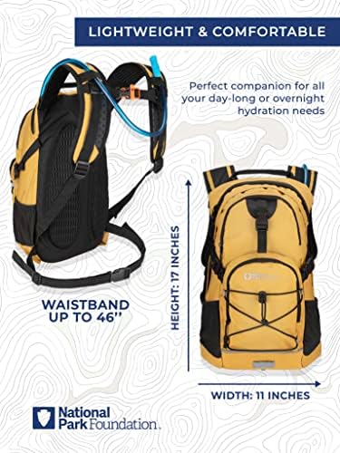 Mochila de Hidratação da Fundação Nacional do Parque Nacional com 2 litros Hydro Water Bladder Bag, Mochila leve para andar de