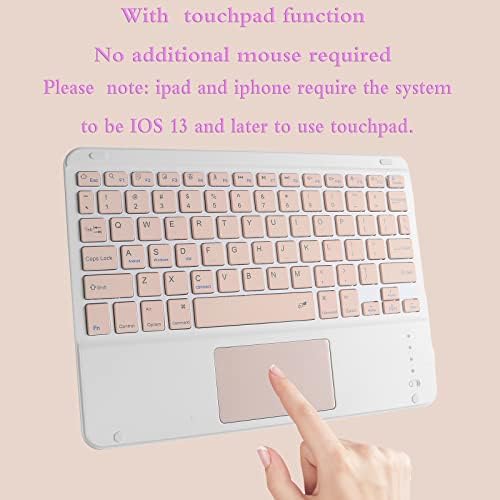 Teclado sem fio Ealek com touchpad, teclado recarregável portátil, teclado Bluetooth com touchpad para iPad/iPad Pro/iPhone/Samsung/Android Tablets/Windows Devices