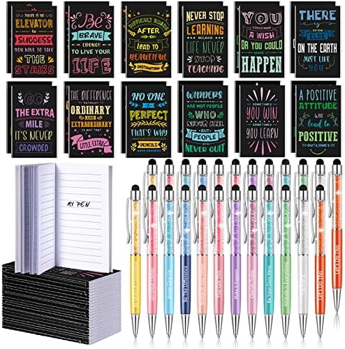 48 peças presentes inspirados define cadernos motivacionais incentivando canetas motivacionais blocos de notas fofos citações