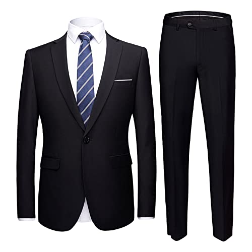 Men's One Button 2 Piece Fiths Solid Formal Wedding Tux Blazer e Calça