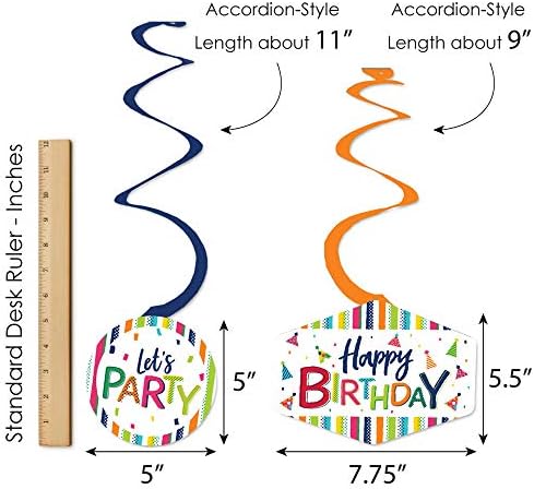 Grande ponto de felicidade alegre feliz aniversário - festa de aniversário pendurando decorações verticais e redemoinhos de decoração