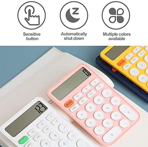 Calculadora fofa básica da mesa de benkaim, calculadora padrão portátil pequena de 12 dígitos calculadora de desktop handheld dupla