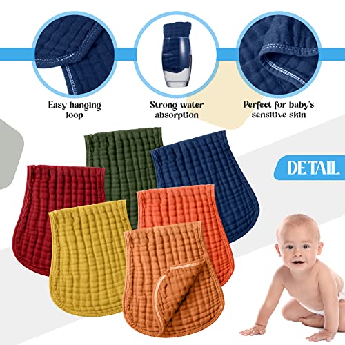 Friance 6 peças Muslina Burp Panos para Baby Burp Cloth Multi Colors Freiações de panos de musselina 6 Camadas absorventes Toalhas de rosto recém -nascido para menino