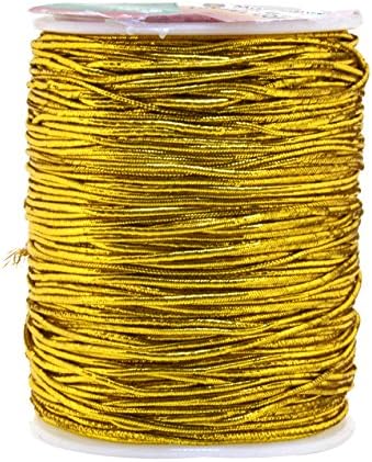 Mandala Crafts 2mm Gold Metallic Metallic Tinsel String for Tag Ornament Hanging Gift embrulhando - corda de corda de ouro de 100 jardas para decorar cabelos