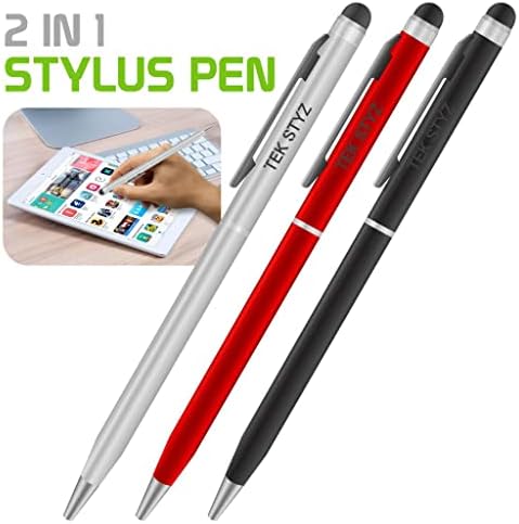 PEN PRO STYLUS PARA SAMSUNG Z2 com tinta, alta precisão, forma mais sensível e compacta para telas de toque [3 Pack-Black-Red-Silver]