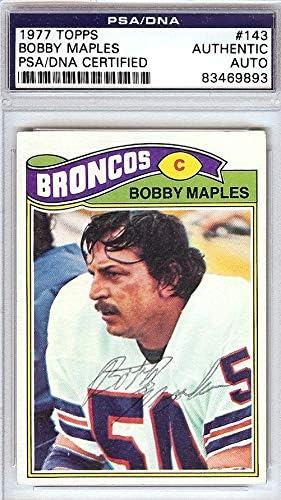 Bobby Maples autografou 1977 Topps Card 143 Denver Broncos PSA/DNA 83469893 - Cartões de futebol autografados da NFL