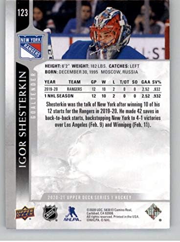 2020-21 Deck superior 123 Igor Shesterkin New York Rangers NHL Hockey Trading Card