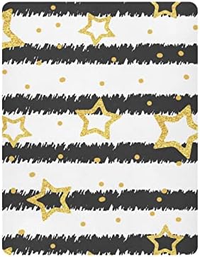 Gold Stars despojou lençóis de berço para meninos pacote de meninas e lençóis super suaves folhas de berço ajustadas para colchões de berço e criança de berço padrão folhas de berço para bebê menino, 52x28in