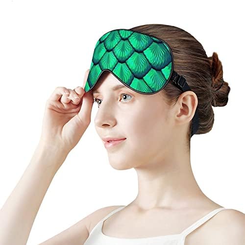 Escalas verdes Máscara do sono Tampas de máscara de olho macio duráveis ​​com cinta ajustável para homens mulheres