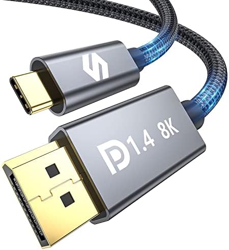 Silkland USB C para exibir o cabo 1.4 [8k@60Hz, 4k@144Hz 120Hz, 2k@240Hz], 5k tipo C a DP 1.4 Cabo [32,4 Gbps, Thunderbolt
