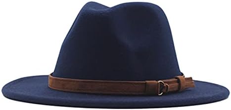 Vintage ao ar livre panamá clássico cinto fedora chapéu lã chapéu preto tampa de fivela larga para homens gabas de sol partido masculino