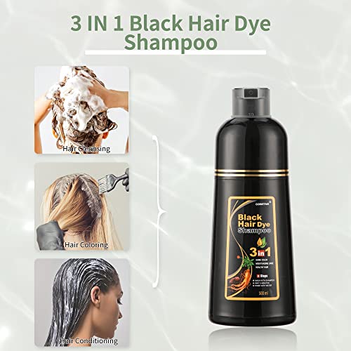 Cowitne Black Hair Dye Color Shampoo 3 em 1 para homens homens cinzentos Campu con tinte para Casas 500 ml