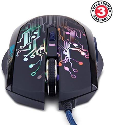 Aprimore o mouse GX-M1 Gaming com 3500 dpi, sensor óptico e luzes LED de mudança de cor para computadores de PC-perfeitos