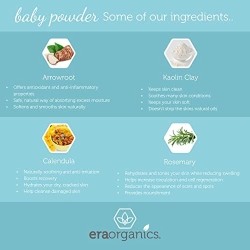 USDA Organic Baby Powder Powerding Powsing Powder - Androom orgânico calmante, calêndula e molho de milho em pó para recém -nascido,