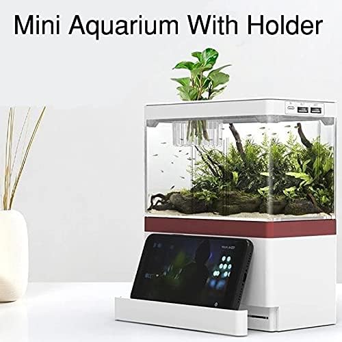 UXZDX CuJux Desktop Creative USB Mini Aquarium Fish Tank com porta de telefone com lâmpada de lâmpada LED Betta Fish Fighting Cylinder