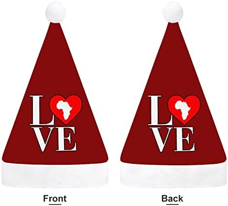 Amo Africa Continent Christmas Hat chapéu Papai Noel Hats de Natal Funny Hats Hats para Mulheres/Homens