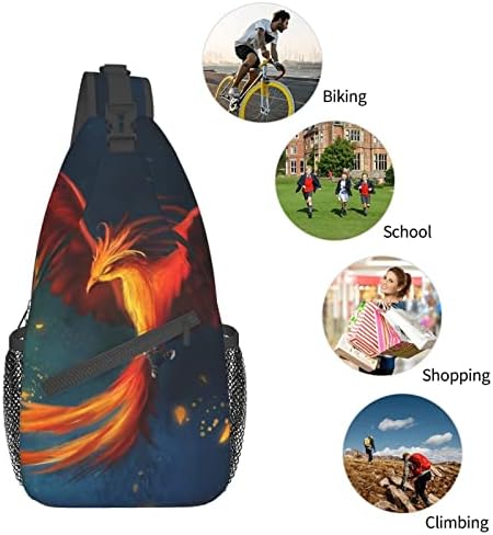 Mulher de phoenix vermelha laranja Mulher mochila Mochila Multipluração Bolsa de peito Viajar Daypack Anti-roubo Bolsa