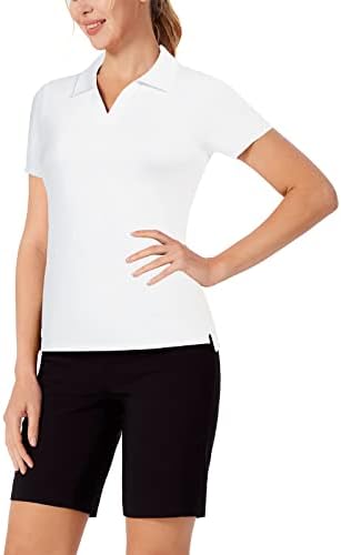 Camisas de golfe feminina de Jack Smith UPF 50+ Camisa de pólo de pólo seco rápido de tênis de manga curta