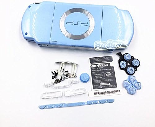 Nova substituição Sony PSP 2000 Console Tampa de casca de alojamento completo com conjunto de botões - azul claro