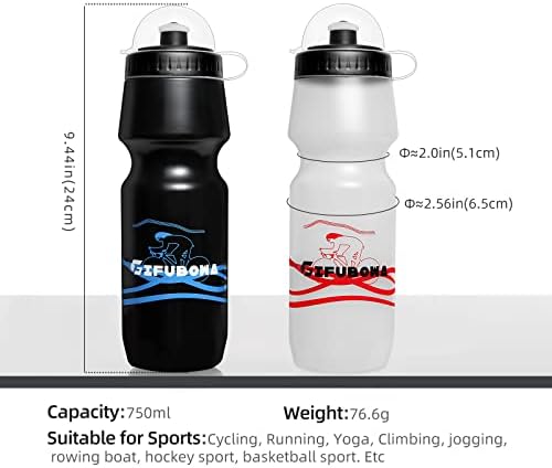 Garrafas de água de bicicleta gifubowa BPA Bicycle Free Sport Cycling Bottle com tampa de sujeira 24 oz 2 pacote preto e leite branco