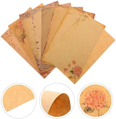 Decoração vintage de hemoton 8pcs papel de papelaria vintage papel floral a5 letra de letra de papel