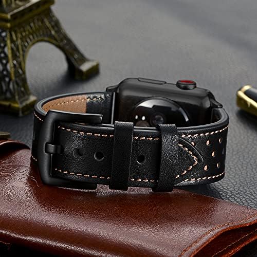 Tasikar Leather Band Compatível com Apple Watch Band 49mm 45mm 44mm 42mm Banda de substituição de couro genuíno compatível com
