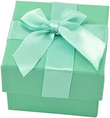 Pacote de jóias paialco Caixa de papel de papel verde fita verde arco 2 3/4 polegadas por 2 3/4 polegadas