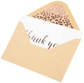 Cartões de agradecimento - Blank 50 Pack White Textury Cards com Rose Gold Failed Thank You Impresso com 52 envelopes de Kraft
