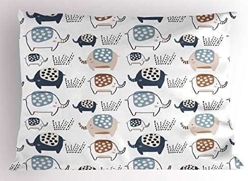Ambesonne Animals Pillow SHAM, Layout com tema de estilo pontilhado multicolorido, travesseiro impresso de tamanho padrão decorativo, 26 x 20, multicolor
