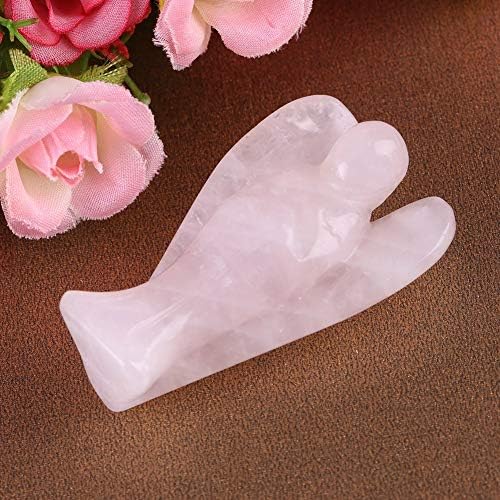 Walfront Natural Crystal Escultura Fatueira Quartz Tamanho do Cristal Pocket Guardian Pink Angel estátua para decoração 5 x 2,5cm/1,96