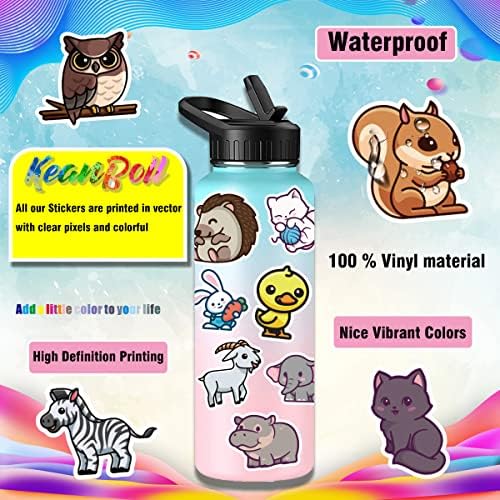 Adesivos de animais para crianças, 100pcs, animais de desenho animado fofos para garrafas de água Skateboard de