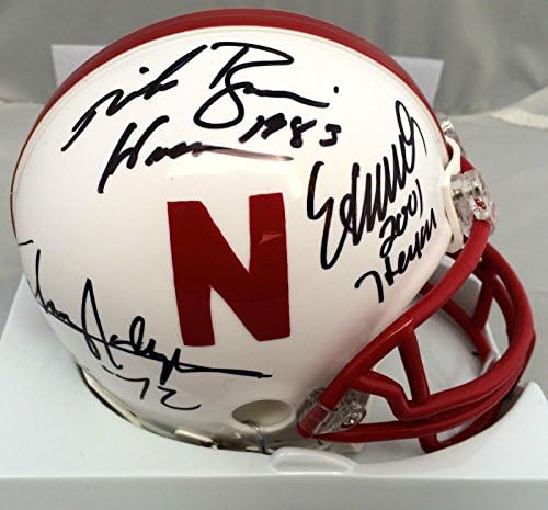 Eric Crouch Johnny Rodgers Mike Rozier contratou Nebraska Heisman Mini capacete JSA - Mini capacetes da faculdade autografados