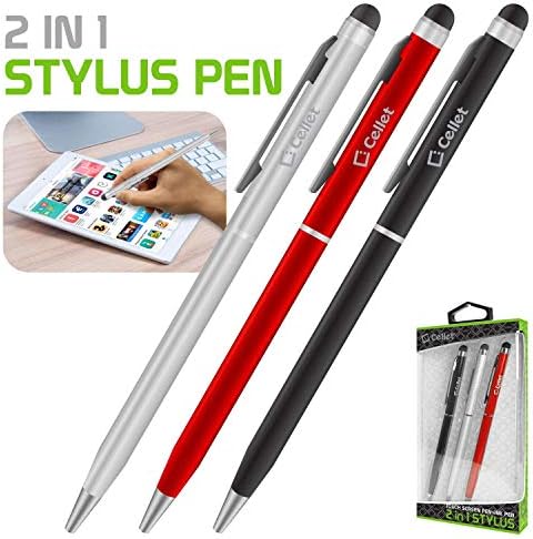 PEN PRO STYLUS PARA SAMSUNG SM-G955U com tinta, alta precisão, forma mais sensível e compacta para telas de toque [3 pacote-black-vermelho-silver]